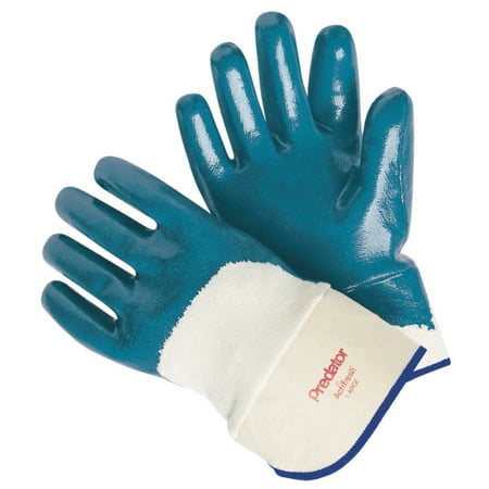 Memphis Glove Predator Nitrile Coated Gloves, Large, Blue, Palm Coated, Smooth Finish