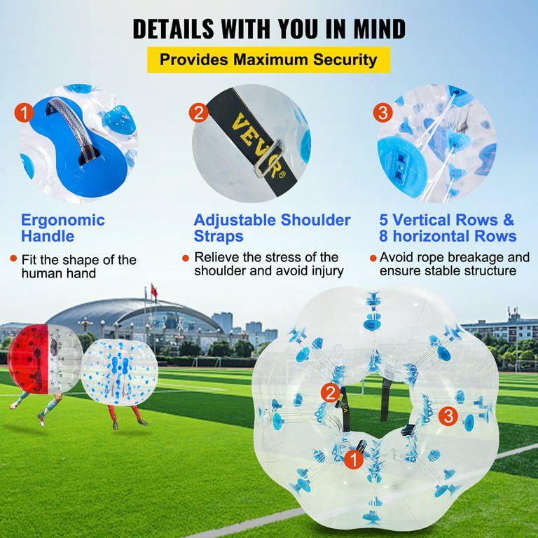Vevorbrand Bumper Bubble Soccer Ball,4 ft/1.2 M Dia Inflatable Bumper Ball, Inflatable Body Zorb Ball for Kids Adults, Blow It Up in 5 Min, for