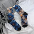 thumbnail image 5 of Rateoe Elegant Blue Gold Blooms for Women Casual Calf Socks - Cute Crew Socks - Thin Soft Above Ankle Socks Size 5-11, 5 of 6