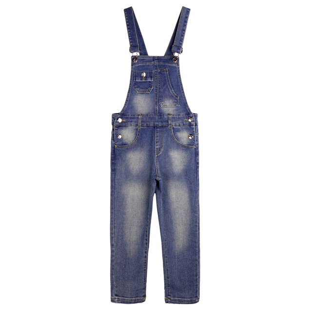 Mono Vaquero Ajustado con Bolsillos Irregulares Para Niño y Niña,KIDSCOOL SPACE, Azul, 6-7 Años