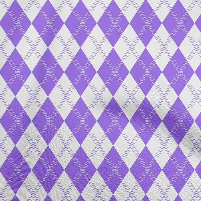 oneOone Polyester Spandex Violet Fabric Check Argyle Sewing Material Print Fabric By The Yard 56 Inch Wide