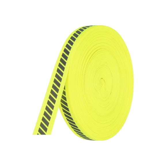 Uxcell Reflective Tape Strip, High Visibility Fabric Webbing Ribbon Sew on Warning Safety Tape Yellow 0.8 in