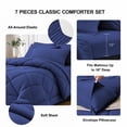 thumbnail image 6 of Flymme Dark Blue Comforter Set with Sheet,7 Pieces Bed in a Bag Queen Size Bed Set Soft Microfiber Complete Bedding Sets for All Season, 6 of 9