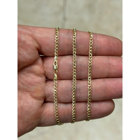 10K Solid Yellow Gold Cuban 2.5mm Chain Necklace 16" 18" 20" 22" 24" 26" 30"