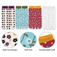 thumbnail image 6 of Unisex Two Toe Socks 3-Pack, Plant Print Split Toe Ankle Socks, Cute Low Cut Everyday Socks, Size 9-11, 6 of 8