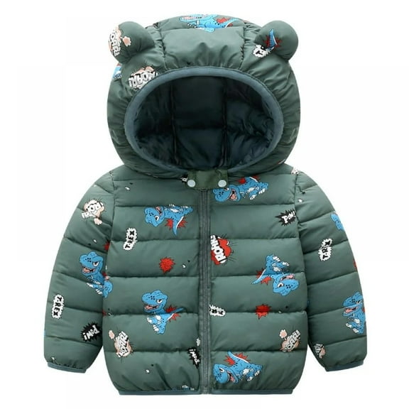 Ougyinr Toddler Baby Boys Girls Winter Coats Kids Warm Hoods Light Puffer Down Jacket Outwear Newborn Cute Outfits for 1-5 Years