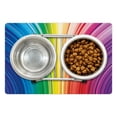 thumbnail image 1 of Colorful Pet Mat for Food and Water, Abstract Psychedelic Warped Contour Stripes Motion Modern Artwork Print, Non-Slip Rubber Mat for Dogs and Cats, 18" X 12", by Ambesonne, 1 of 2