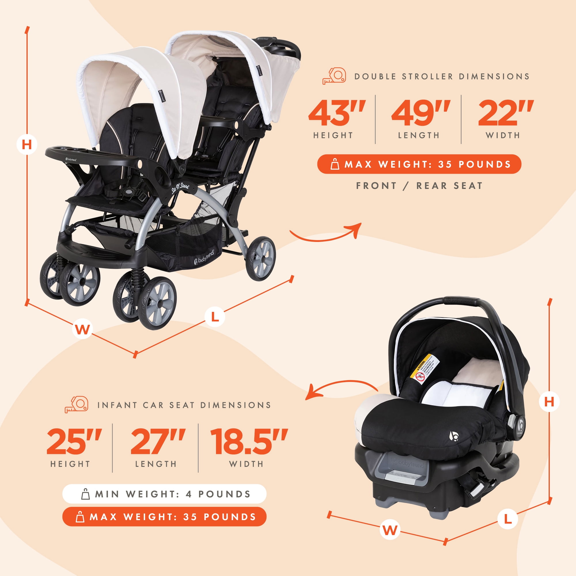 Double hotsell stroller weight