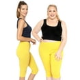 thumbnail image 2 of Stretch Is Comfort Women's Cotton Knee Length Leggings Yellow 3X, 2 of 6