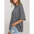 thumbnail image 6 of Oversized T Shirts for Women Short Sleeve Loose Fit Crewneck Summer Tops Casual Basic Rolled Sleeves Tee Shirt, 6 of 6