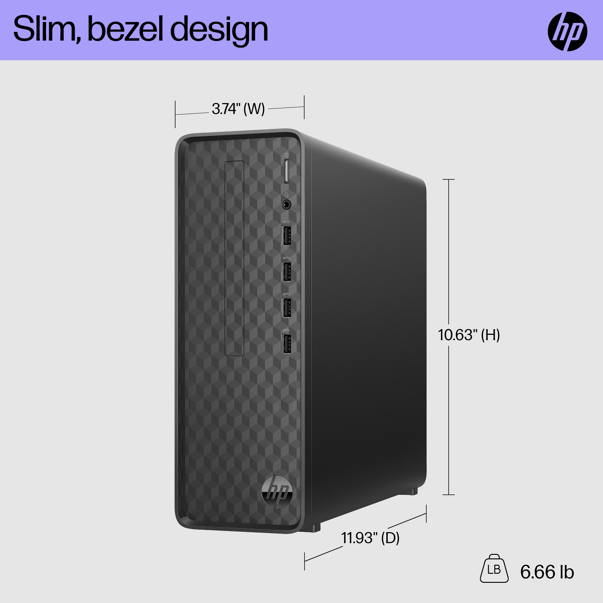 HP Slim Desktop Intel Core i3-12100 8GB RAM 512GB SSD Dark Black (2023) - image 5 of 11