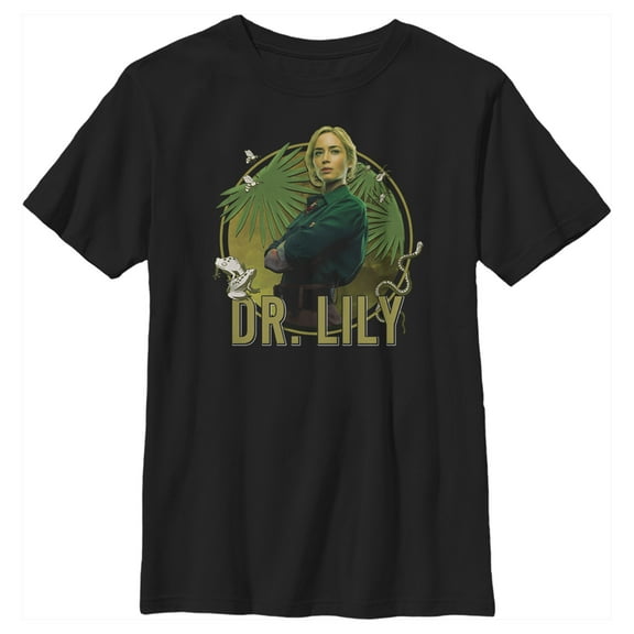 Boy's Jungle Cruise Dr. Lily Portrait  Graphic Tee Black Small