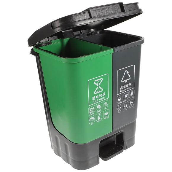 ADDHAT Bote De Basura De Plástico Resistente Con Pedal Y Asa Para Separar Residuos