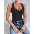 thumbnail image 5 of Halter Tops for Women Going Out Tank Tops Twist Front Slim Fit Backless Sleeveless Y2k Corset Tops, 5 of 9