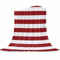 Christmas Red Flannel Blanket for Bed,Travel and Camping, and White Stripe Super Soft Cozy Blanket for All Seasons 50"x60"