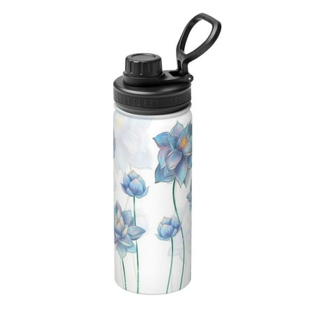 

Fuzoiu Pale Blue Lotus Flowers Print 18oz Sports Insulated Kettle Stainless Steel Vacuum Water Bottle Leakproof Sport Flask
