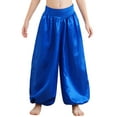 thumbnail image 2 of TTAO Kids Girls Belly Dance Bloomers Halloween Party Tribal Arabic Trousers Satin Harem Pants Blue 12, 2 of 7
