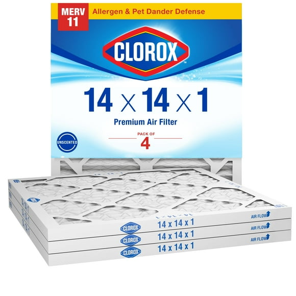 Filtro de aire Clorox 14x14x1 MERV 11 plisado, paquete de 4