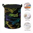 thumbnail image 3 of Colourful Skateboards Sport Extreme Style Round Laundry Hamper with Drawstring, Collapsible Dirty Clothes Storage Basket, Bedroom Nursery Dorm Bin for Toys Baby, 3 of 6