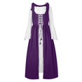 thumbnail image 3 of Womens Halloween Costumes 2024 Cosplay Gothic Dresses Women's Solid Color Dress Belted Waist Square Collar Two-piece Cos Dress, 3 of 4