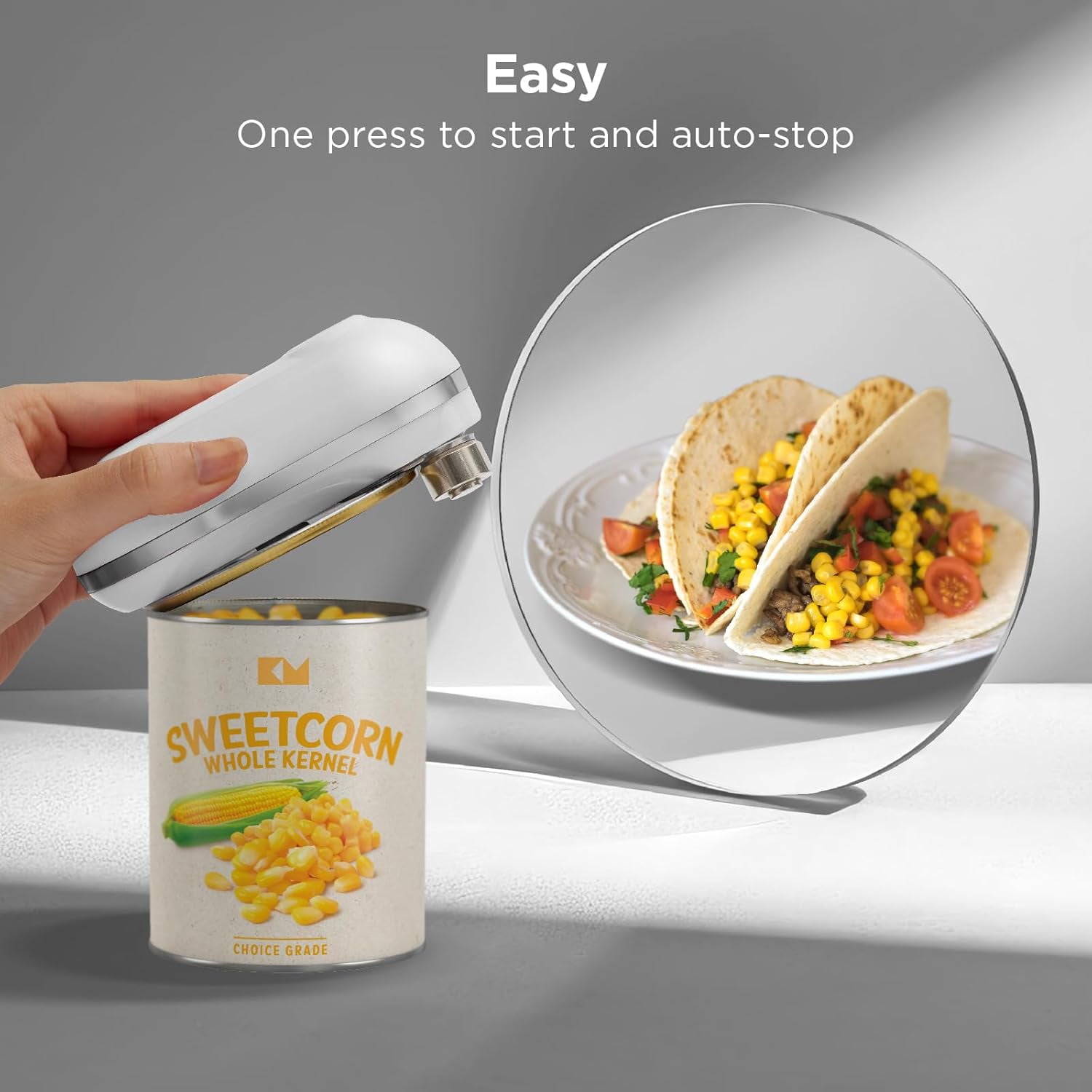 Kitchen Mama Mini Plus Rechargeable Electric Can Opener (White)