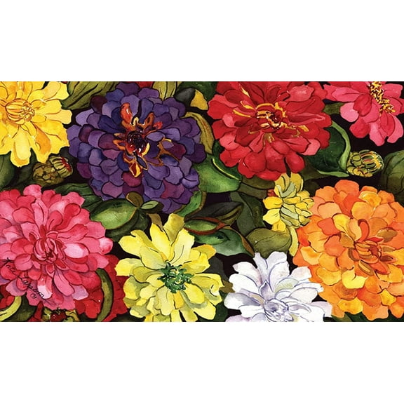 Entrance Mat, Zippy Zinnias Colorful FlowerDurable Doormat Indoor Outdoor Entrance Door Mat Bath Rug Decorative Patio Garage Garden Kitchen Door Mats Porch Gifts Low-Profile Mats 16x24 Inch