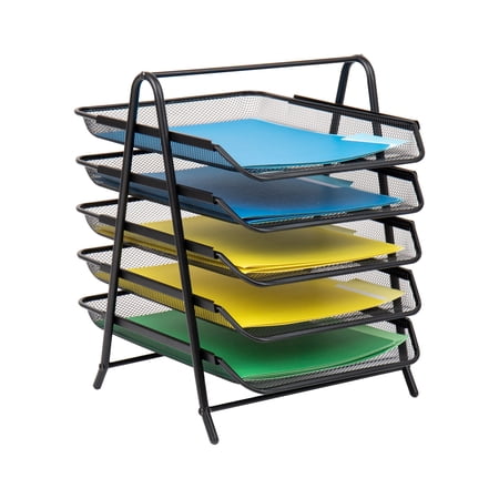 Mind Reader Paper Tray and File Folder Set, Desktop Organizer, Storage, Office, Metal, Black