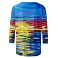 thumbnail image 5 of JSKUMAR 3/4 Sleeve Tops Striped Colorful Print Round Neck T-shirts Plus Size Basic Tees Casual Loose Pullovers Shirts Blue,XXXXL, 5 of 5