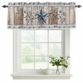 thumbnail image 2 of Texas Star Rustic Valances for Windows, Decorative Rod Pocket Window Valance Curtains, Country Blue Berry Brown Wooden Plank Short Curtain Drapes for Kitchen/Living Room, 2 Panels, 42" W x 18" L, 2 of 8