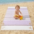 thumbnail image 6 of Unique Bargains 2 Pack Woven Turkish Striped Pattern Tassel Towels Purple/Red 71"x40", 6 of 8