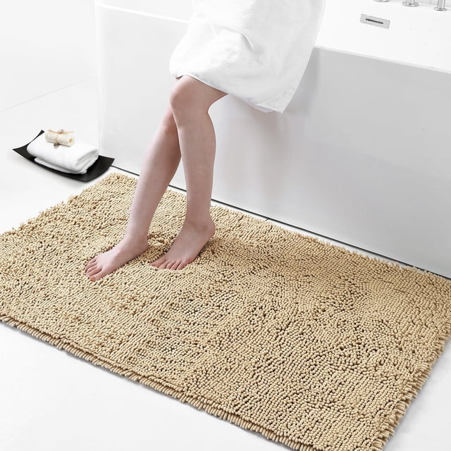 Alfombra de baño Smiry Luxury Chenille 120 x 60 cm, color beige