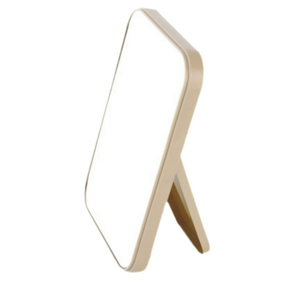 ‌Foldable Vanity Mirror with Stand - Portable Travel Makeup Mirror for Women, Compact Desktop Mirror for Dorm, Office & Home (Beige, 8.07"x5.51")‌