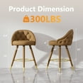 thumbnail image 3 of Ninecer Velvet Swivel Bar Stools Set of 2, 26" Counter Height Tufted Bar Chairs with Low Back, Round Upholstered Seat, Gold Legs, Footrest, 300lbs Capacity for Kitchen Island, Brown, 3 of 8
