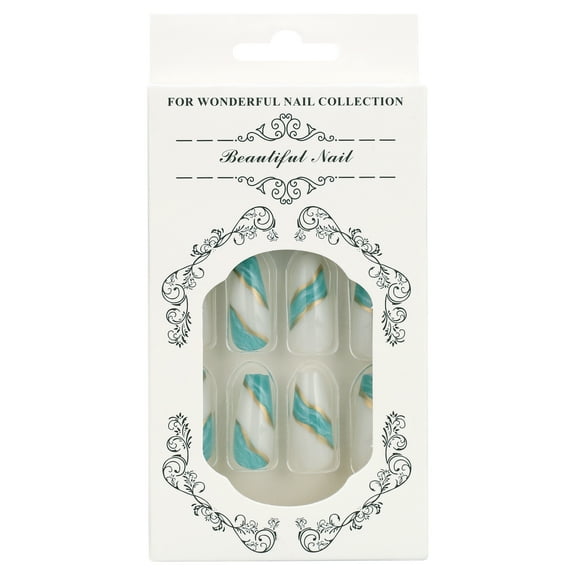 CC HOME Press On Nails - Amber Brown Glossy Long Coffin Nails with Salon UV Finish, Reusable Opaque Nails in 12 Sizes - 24 Nail Kit with Jelly Stickers