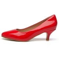 thumbnail image 2 of DADAWEN Women's Pumps Kitten Low Heels Round Toe Comfortable Wedding Dress Shoes Red 5 US, 2 of 7