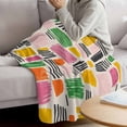 thumbnail image 3 of Color Block Blanket Soft Cozy Warm Throw Blanket for Couch, Plush Fuzzy Flannel Fleece Blankets for Sofa, Abstract Minimalist Modern Striped Bed Blankets Lightweight Gifts for Women, 50"x80", 3 of 9