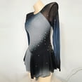 thumbnail image 2 of LIUHUO Custom Figure Skating Dress Girls Ladies Gray Blue Gradient Spandex Diamond Embellishments Gradient Layered Skirt, 2 of 6