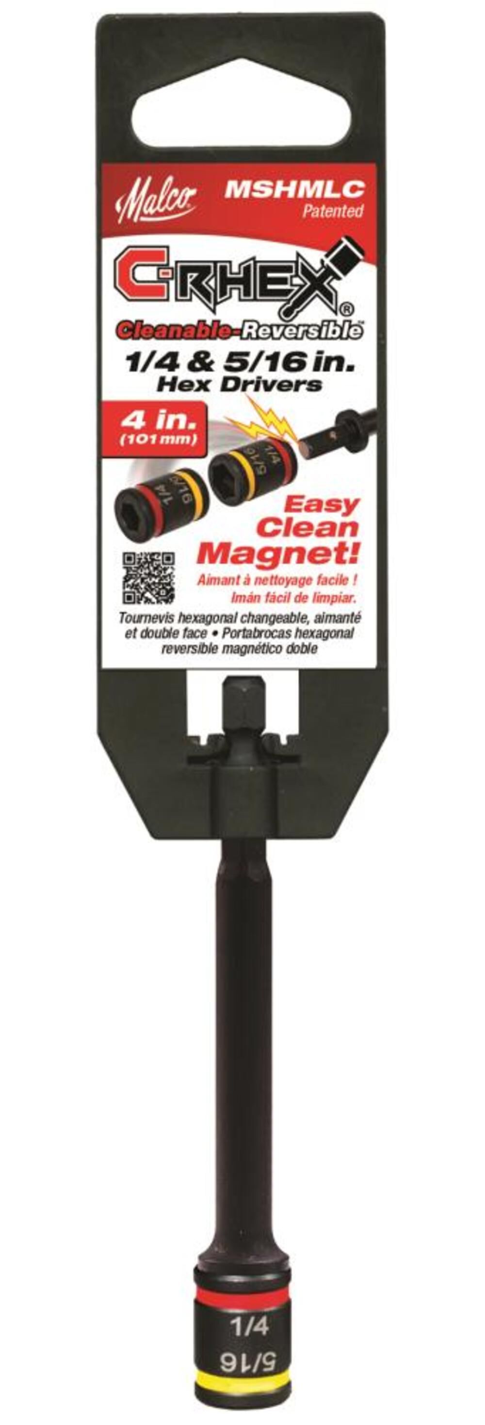 Malco MSHLC1 2-5/8” Reversible Hex Nut Driver – 3/8” & 5/16” Cleanable Chuck