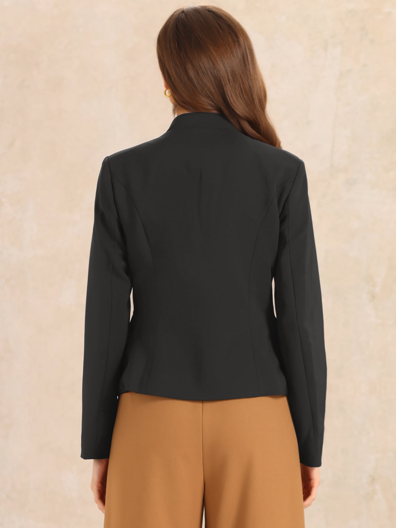 DARING DIVA Women's Business Casual Notched Stand Collar Work Blazer XS Black