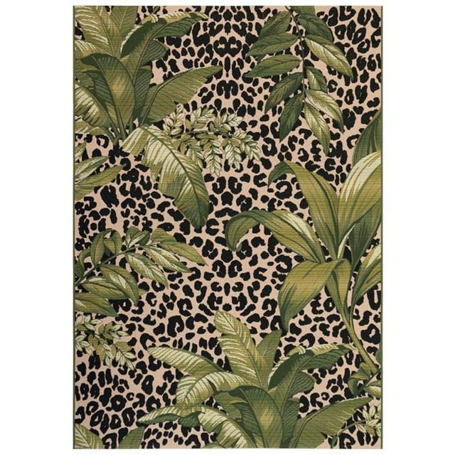 Trans-Ocean Importe MNA58805606 4 Pi 10 Po x 7 Pi 6 Po Liora Manne Marina Safari Tapis Rectangle Tissé Machine Intérieur et Extérieur - Vert
