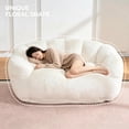 thumbnail image 4 of QuzyAor 59" Bean Bag Chair for Adults, Faux Fur 2 Seater Loveseat Floor Sofa, Ultra Soft Fluffy Memory Foam Couch for Living Room Bedroom, Beige, 4 of 10
