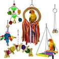 thumbnail image 2 of Flmtop 6Pcs Pet Bird Parrot Bell Ball Rope Swing Hanging Cage Ladder Play Chew Toys Random Color, 2 of 9
