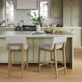 thumbnail image 2 of Nathan James Gracie Modern Bar Stool Counter Height Barstool with Back, Upholstered Kitchen Island Stool with Solid Wood Legs, Gray/Light Brown, 2 of 5