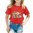 thumbnail image 1 of FhsagQ T-Shirt Graphique Mignon de Pâques pour Filles, Col Rond, Manches Courtes, Été, Décontracté, Taille 9/10, Rouge, 3-4 Ans, 1 of 1