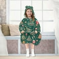 thumbnail image 7 of FORMRS Wearable Blanket Hoodie with Sleeves for Kids Cozy Flannel Sweatshirt, Green Christmas Gingerbread, 7 of 7