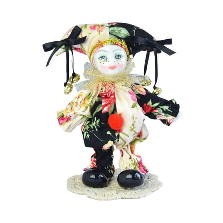 7in Funny Harlequin Doll,Porcelain Action Figure Artware Valentine Gift,Clown
