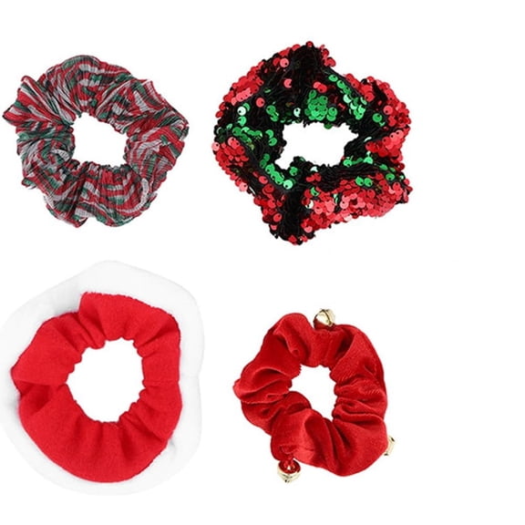 OFFIGAM 5Pcs Red High Ponytail Holder Hair Bands Soft Cloth Hair Accessories for Women and Girls
