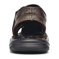thumbnail image 5 of Hicooer GOOHIK Mens Closed Toe Sandals, Sport Sandals Casual Leather Handmade Sandals Adjustable Fisherman Beach Sandals For Outdoor Walking Driving Dark Brown, 5 of 8