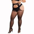thumbnail image 2 of MYG Femmes Plus Bas Noirs avec Ceinture Ensemble Haut Filet Collants Maille Sexy Collants, 2 of 8