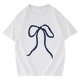 thumbnail image 4 of IWRICH Bow Shirts for Women Oversized Graphic T Shirts Cute Trendy Casual Tees Tops White2 XL, 4 of 4